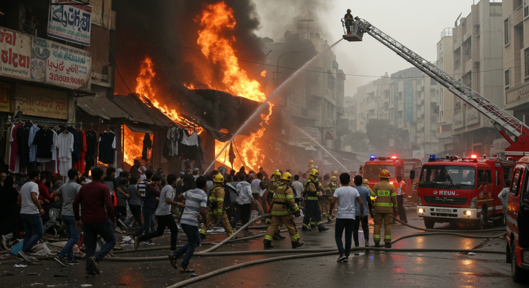 Massive Fire Erupts in Islamabad Clothes Market After Electrical Spark: Shops Burned, No Casualties Reported